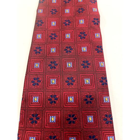 Robert Talbott Men's Necktie Tie Silk Red Blue Classic - Picture 2 of 6